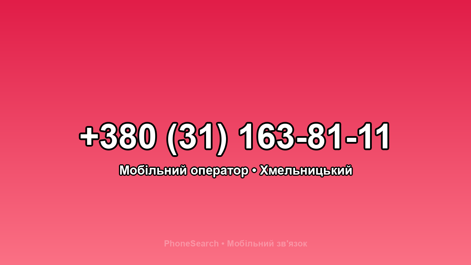 Номер +380 (31) 163-81-11 - вариант 2